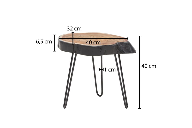 Sofabord Clanton 40 cm Rundt - Brun/Svart - Møbler - Bord - Sofabord & salongbord