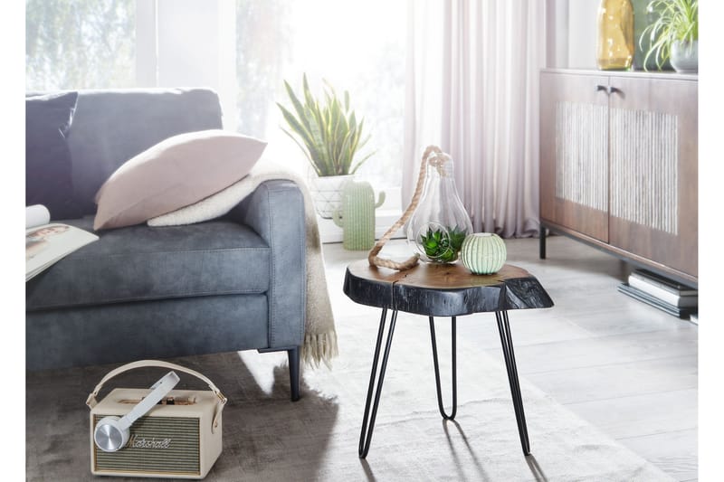Sofabord Clanton 40 cm Rundt - Brun/Svart - Møbler - Bord - Sofabord & salongbord