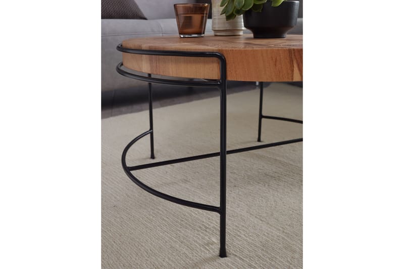 Sofabord Clanton 62x40 cm Rundt - Brun/Svart - Møbler - Bord - Sofabord & salongbord