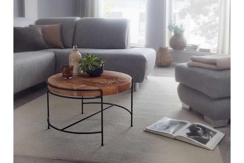 Sofabord Clanton 62x40 cm Rundt - Brun/Svart - Møbler - Bord - Sofabord & salongbord
