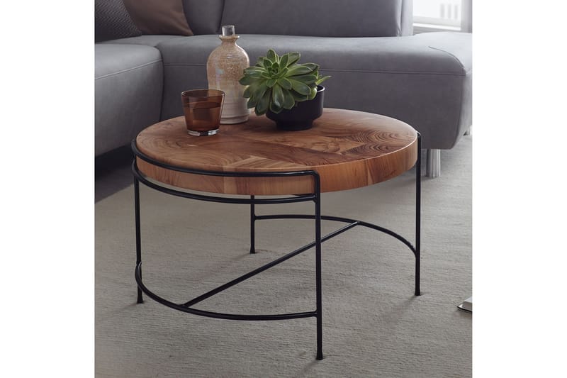 Sofabord Clanton 62x40 cm Rundt - Brun/Svart - Møbler - Bord - Sofabord & salongbord