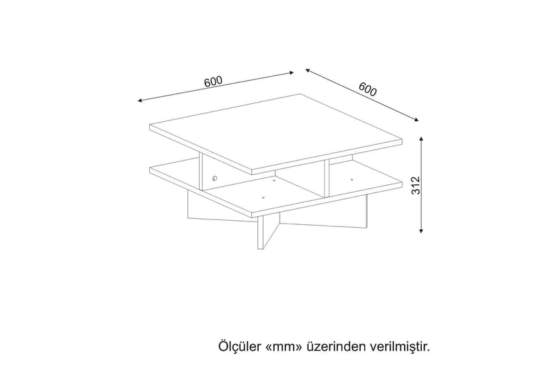 Sofabord Clora 60 cm - Valnøttsbrun/Hvit - Sofabord & salongbord