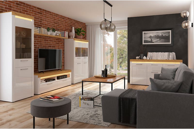 Sofabord Colmenarejo 100 cm - Eikefarge/Svart - Møbler - Bord - Sofabord & salongbord