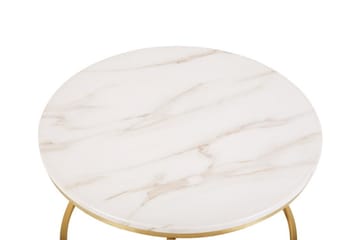 Sofabord Corbelin 70 cm Rundt Marmormønster - Hvit/Gull - Møbler - Bord - Sofabord & salongbord