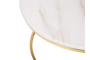 Sofabord Corbelin 70 cm Rundt Marmormønster - Hvit/Gull - Møbler - Bord - Sofabord & salongbord