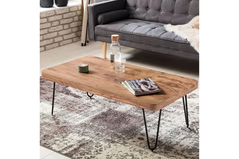 Sofabord Cringle 115 cm - Akacia/Svart - Møbler - Bord - Sofabord & salongbord