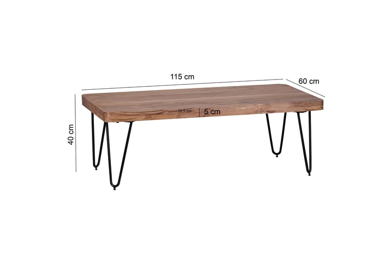 Sofabord Cringle 115 cm - Akacia/Svart - Møbler - Bord - Sofabord & salongbord