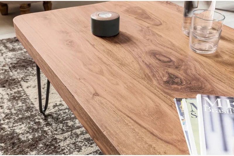 Sofabord Cringle 115 cm - Akacia/Svart - Møbler - Bord - Sofabord & salongbord