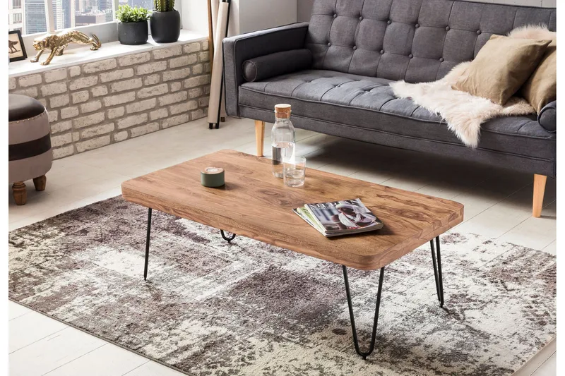 Sofabord Cringle 115 cm - Akacia/Svart - Møbler - Bord - Sofabord & salongbord