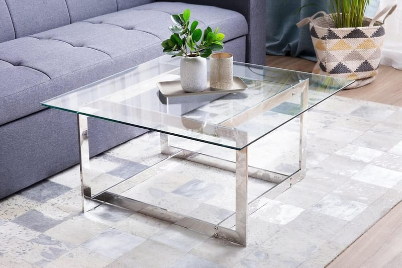 Sofabord Crystal 80 cm - Sølv - Sofabord & salongbord