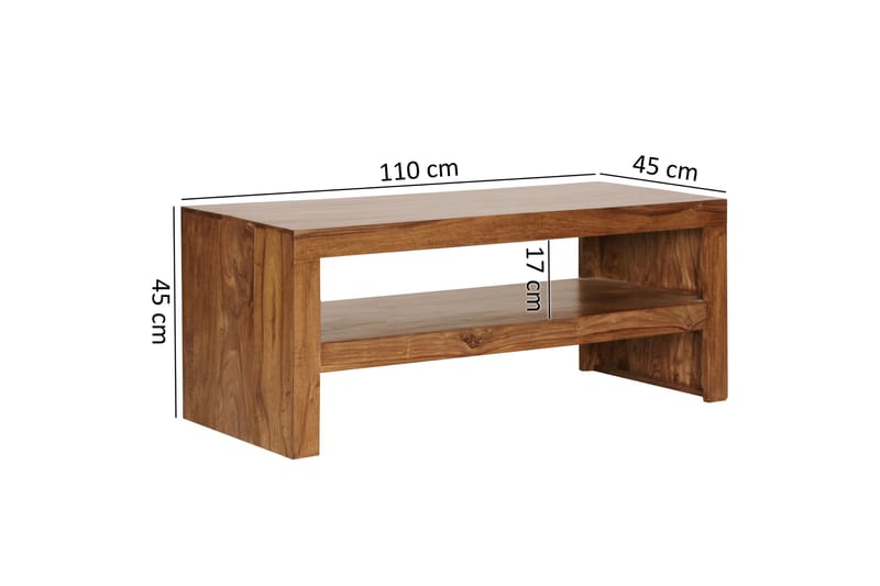 Sofabord Danieljr 110 cm med Oppbevaringshylle - Massivt Tre - Sofabord & salongbord