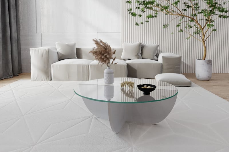 Sofabord Dirk 90x30x90 cm Runt - Hvit - Møbler - Bord - Sofabord & salongbord