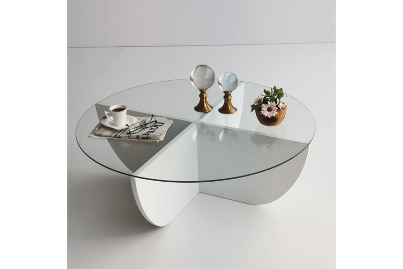 Sofabord Dirk 90x30x90 cm Runt - Hvit - Møbler - Bord - Sofabord & salongbord