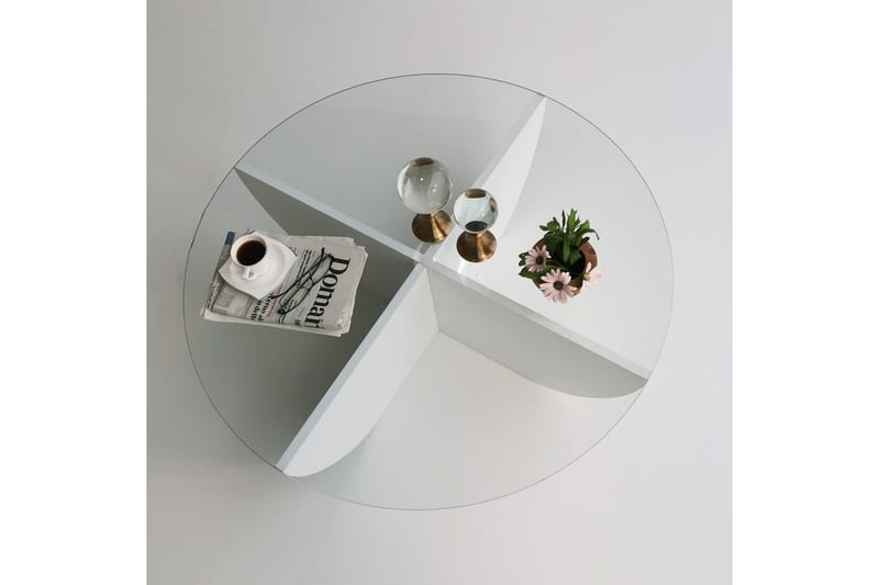 Sofabord Dirk 90x30x90 cm Runt - Hvit - Møbler - Bord - Sofabord & salongbord