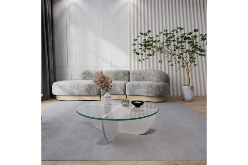 Sofabord Dirk 90x30x90 cm Runt - Hvit - Møbler - Bord - Sofabord & salongbord