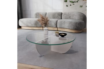 Sofabord Dirk 90x30x90 cm Runt - Hvit - Møbler - Bord - Sofabord & salongbord