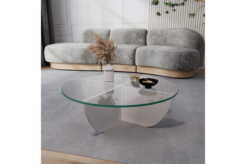 Sofabord Dirk 90x30x90 cm Runt - Hvit - Møbler - Bord - Sofabord & salongbord