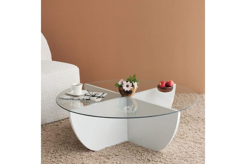 Sofabord Dirk 90x30x90 cm Runt - Hvit - Møbler - Bord - Sofabord & salongbord