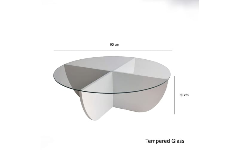 Sofabord Dirk 90x30x90 cm Runt - Hvit - Møbler - Bord - Sofabord & salongbord
