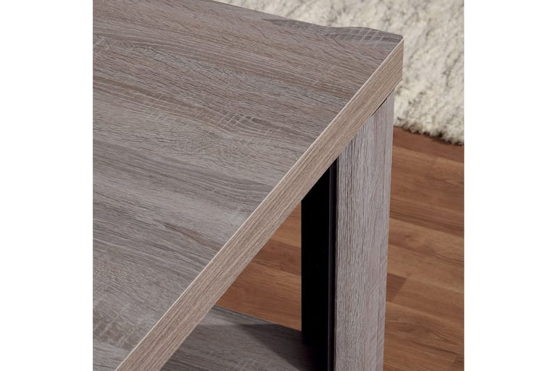 Sofabord Domineck 120 cm med Oppbevaringshylle - Tryffel/Beige/Grå - Møbler - Bord - Sofabord & salongbord
