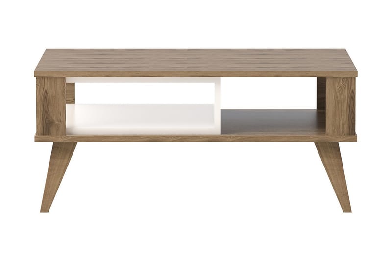 Sofabord Dumö 90 cm med Oppbevaringshylle - Brun/Hvit - Sofabord & salongbord