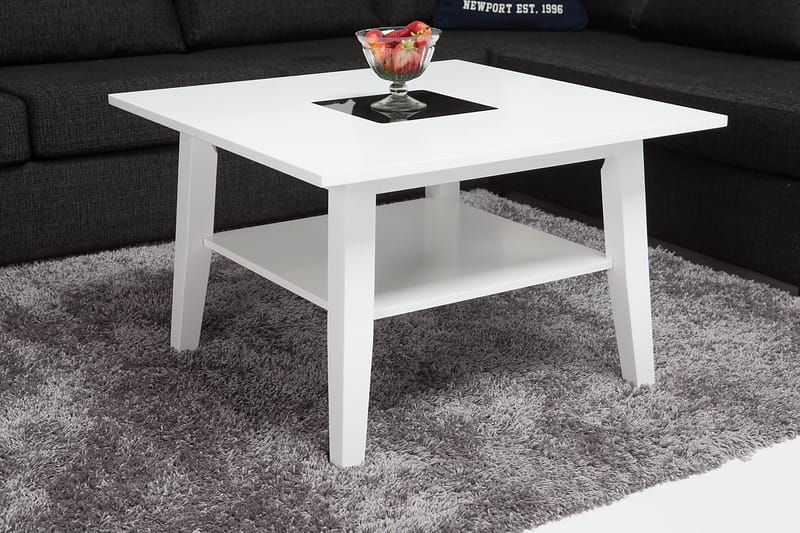 Sofabord Elinore 80 cm med Oppbevaringshylle - Hvit - Sofabord & salongbord