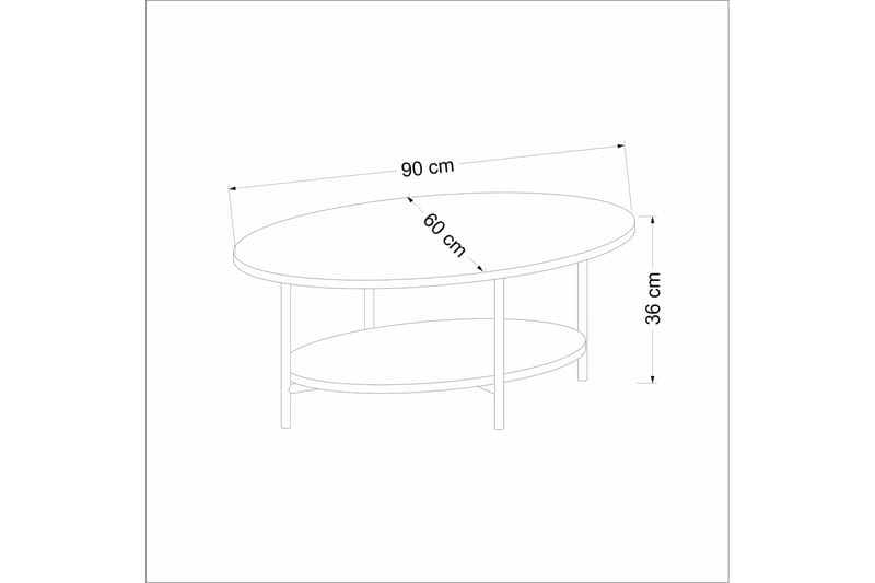 Sofabord Elistia 90 cm - Eik/Hvit - Sofabord & salongbord