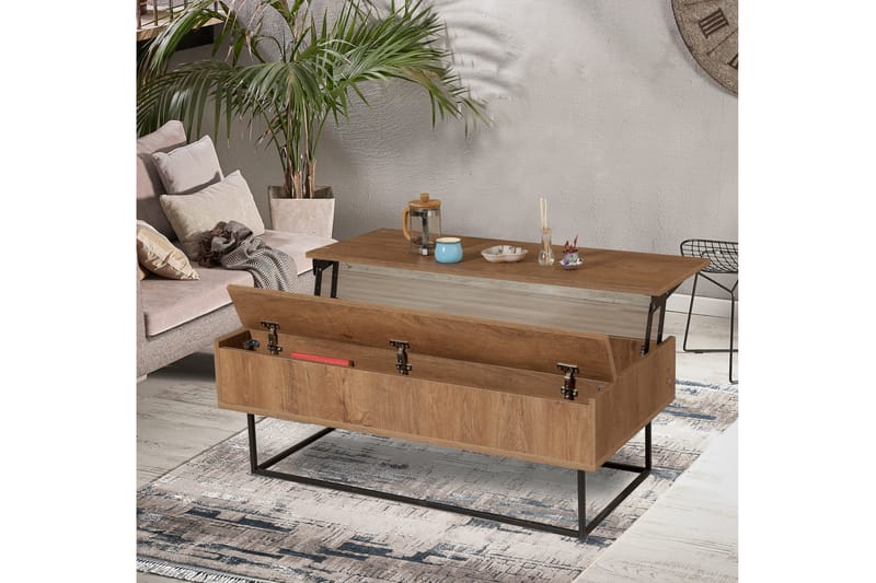 Sofabord Estepa 120 cm med Oppbevaring Rum - Mørkebrun/Svart - Sofabord & salongbord