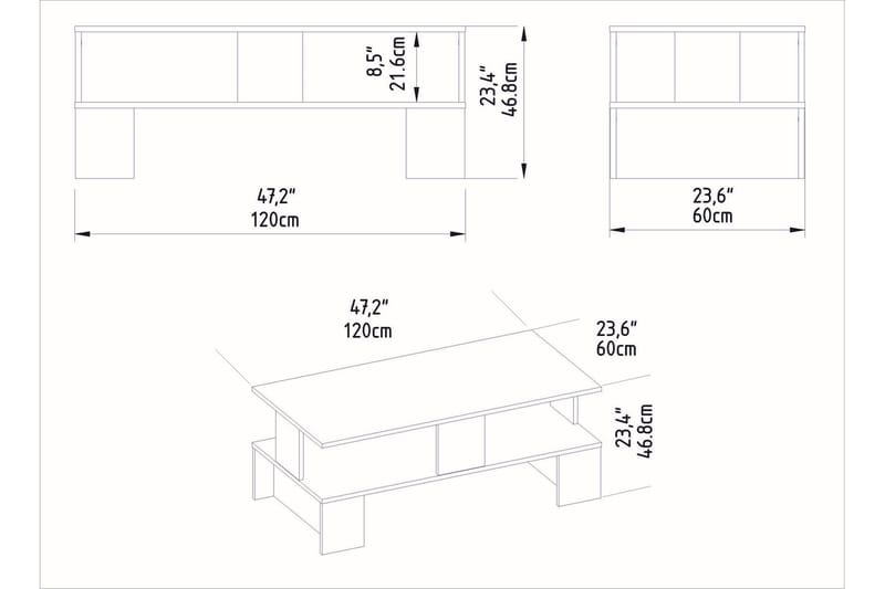 Sofabord Evansa 120 cm - Natur/Mørkebrun - Møbler - Bord - Sofabord & salongbord