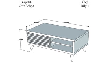 Sofabord Fatimah 100 cm med Oppbevaring Hylle + Skåp - Valnøttsbrun/Hvit - Møbler - Bord - Sofabord & salongbord