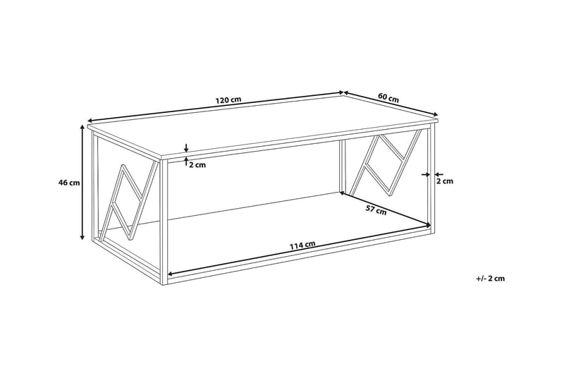 Sofabord Forrieres 120 cm med Oppbevaringshylle - Mørkebrun/Svart - Sofabord & salongbord