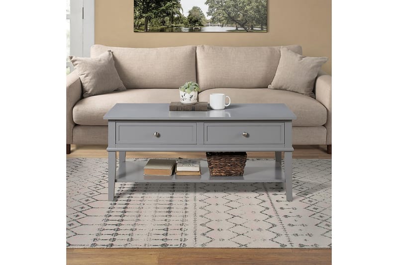 Sofabord Franklin 105 cm med Oppbevaringshylle + 2 Skuffer G - Dorel Home - Sofabord & salongbord