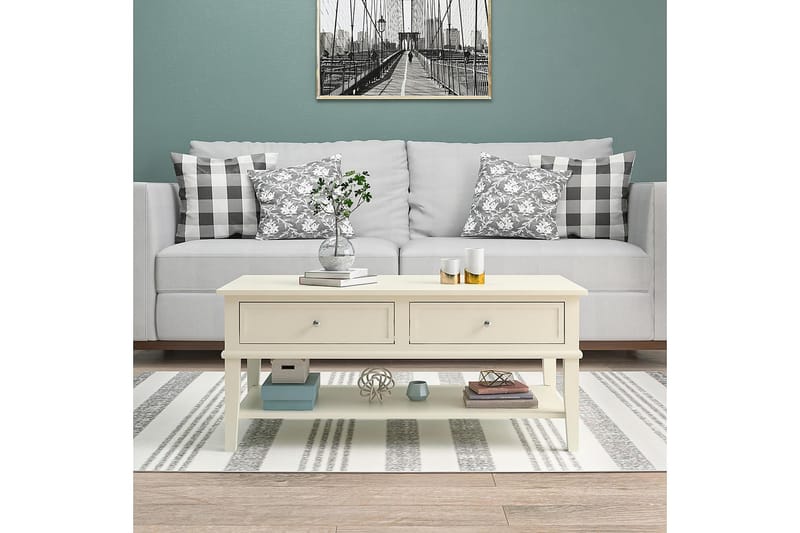 Sofabord Franklin 105 cm med Oppbevaringshylle + 2 Skuffer H - Dorel Home - Sofabord & salongbord