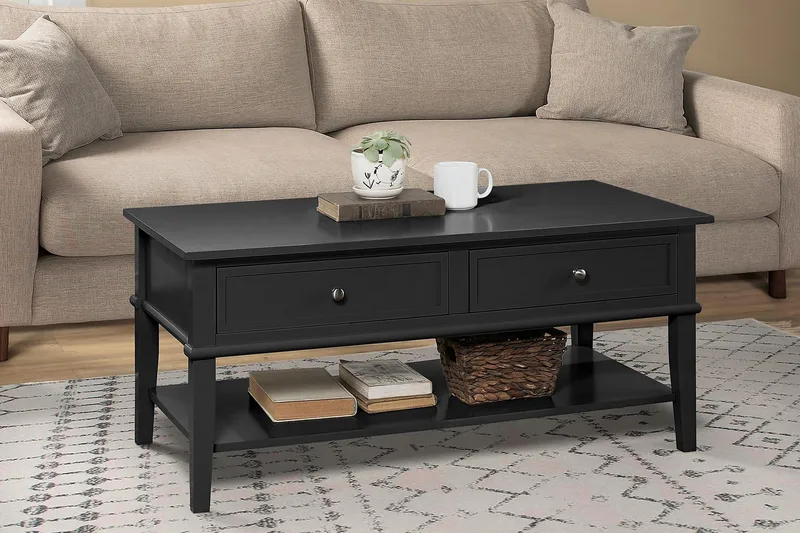 Sofabord Franklin 105 cm med Oppbevaringshylle + 2 Skuffer S - Dorel Home - Møbler - Bord - Sofabord & salongbord - Sofabord med oppbevaring