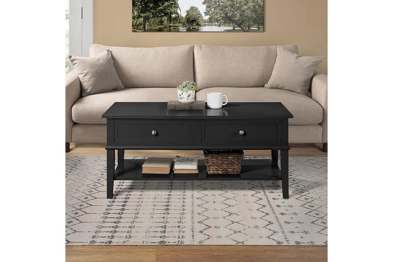 Sofabord Franklin 105 cm med Oppbevaringshylle + 2 Skuffer S - Dorel Home - Møbler - Bord - Sofabord & salongbord - Sofabord med oppbevaring