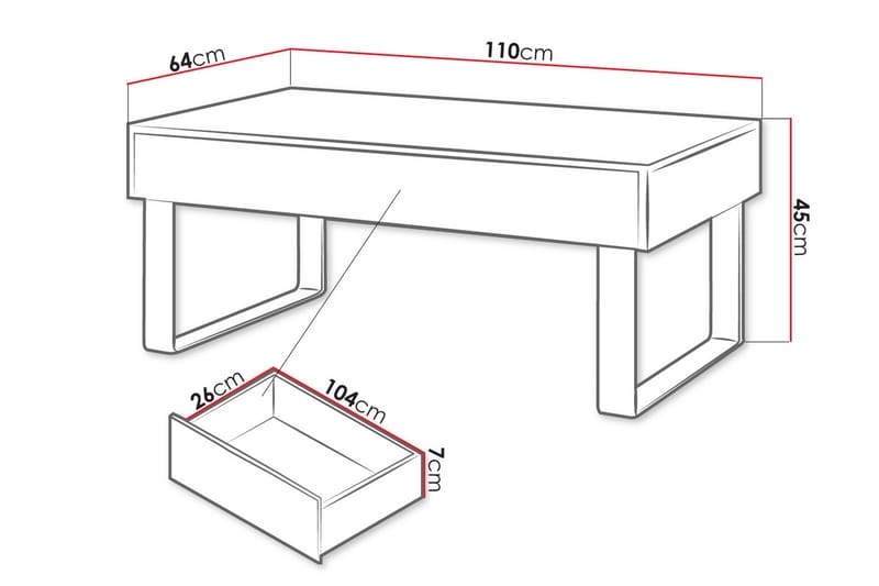 Sofabord Frick 110 cm - Svart - Sofabord & salongbord