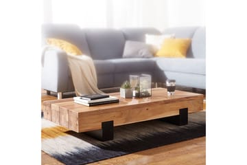 Sofabord Fuks 130 cm Rundt - Akacia/Brun/Svart - Møbler - Bord - Sofabord & salongbord
