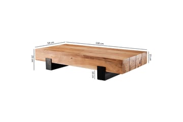 Sofabord Fuks 130 cm Rundt - Akacia/Brun/Svart - Møbler - Bord - Sofabord & salongbord