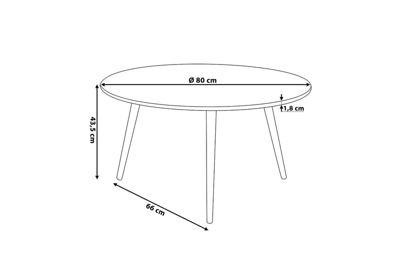 Sofabord Giliberti 80 cm Rundt - Svart/Natur - Sofabord & salongbord