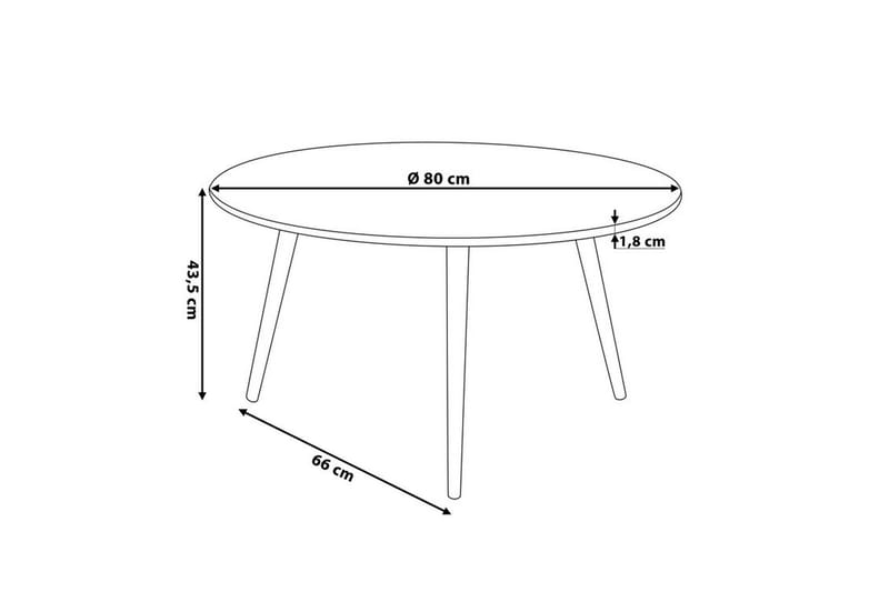 Sofabord Giliberti 80 cm Rundt - Svart/Natur - Sofabord & salongbord