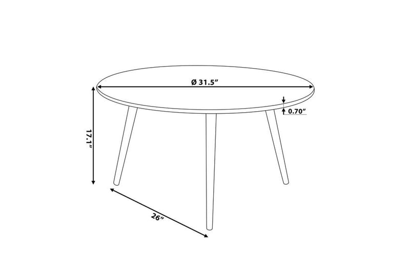 Sofabord Giliberti 80 cm Rundt - Svart/Natur - Sofabord & salongbord