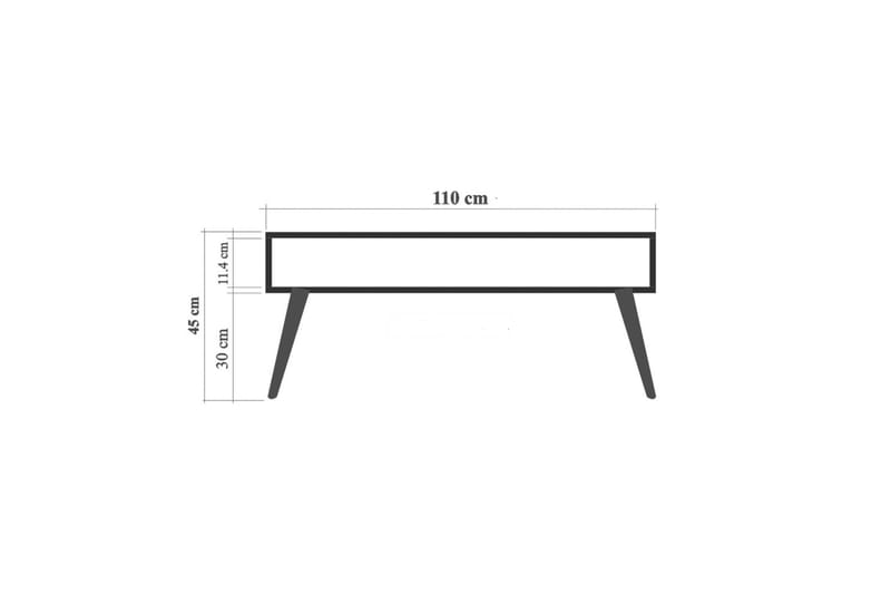 Sofabord Gillberga 110 cm med Oppbevaring Hylle Fugler - Natur - Sofabord & salongbord