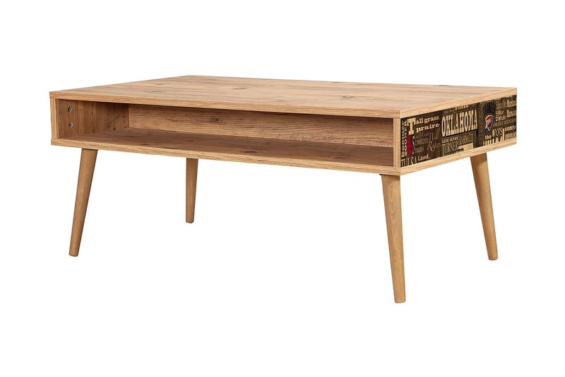 Sofabord Gillberga 110 cm med Oppbevaring Hylle Oklahoma - Natur - Sofabord & salongbord