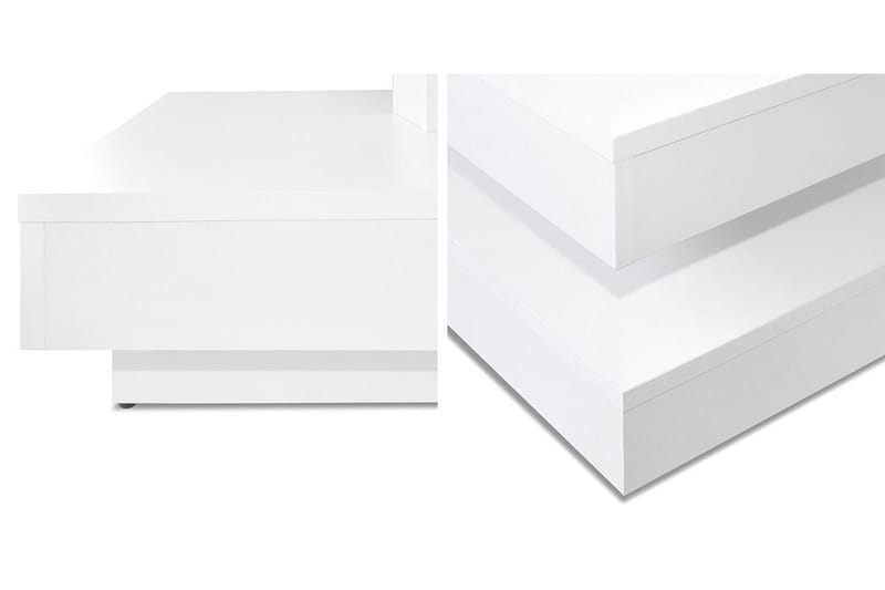 Sofabord Gornji 70 cm Vridbart med Oppbevaringshylle - Hvit - Møbler - Bord - Sofabord & salongbord