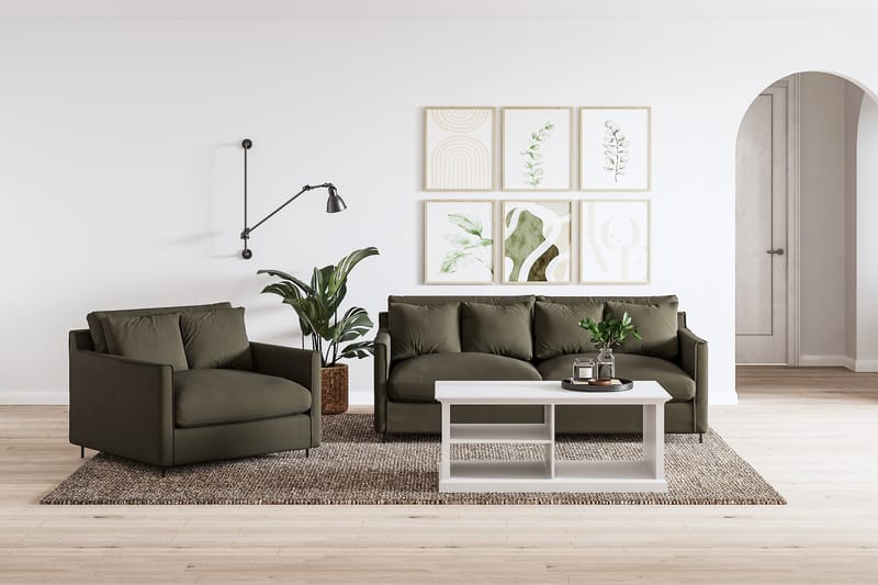 Sofabord Hampton 120 med Oppbevaringshyller - Hvit - Sofabord & salongbord