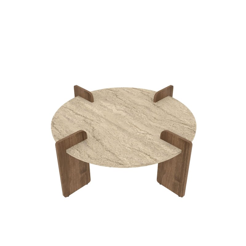 Sofabord Hanah Home Avoure (90 x 35 x 90 cm) Travertine Walnut, Travertin og valnøtt