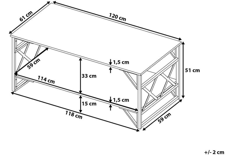 Sofabord Handing 120 cm med Oppbevaringshylle - Brungrå - Sofabord & salongbord