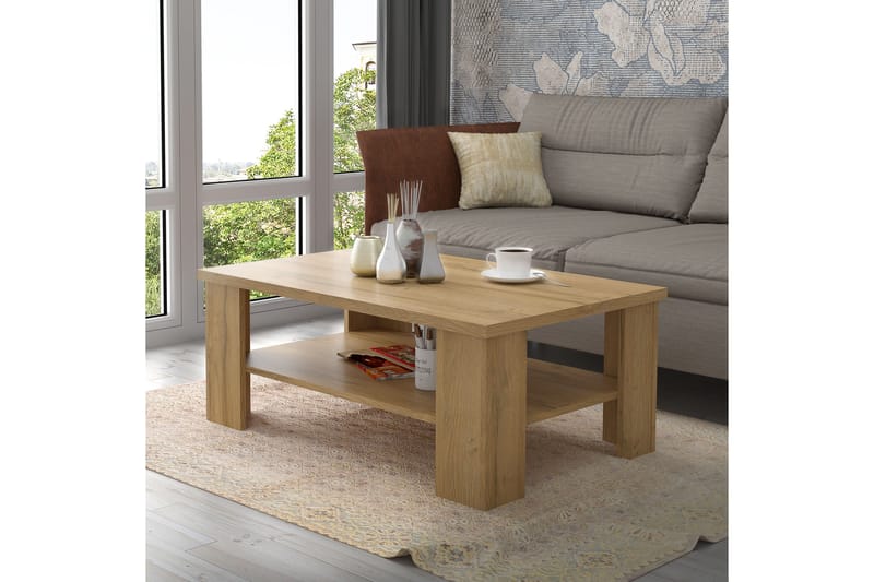 Sofabord Hemdean 107 cm med Oppbevaringshylle - Brun - Sofabord & salongbord