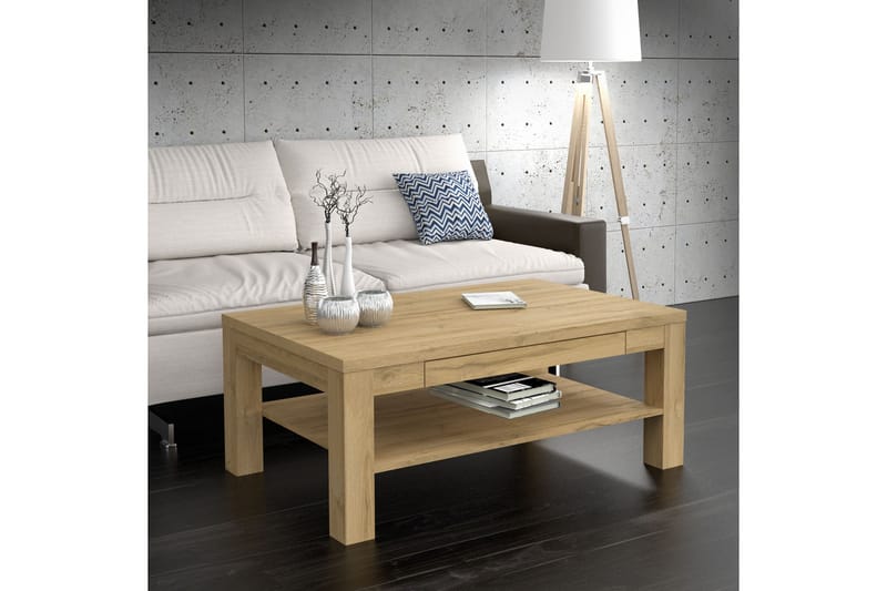 Sofabord Hemdean 110 cm med Oppbevaringshylle - Brun - Sofabord & salongbord