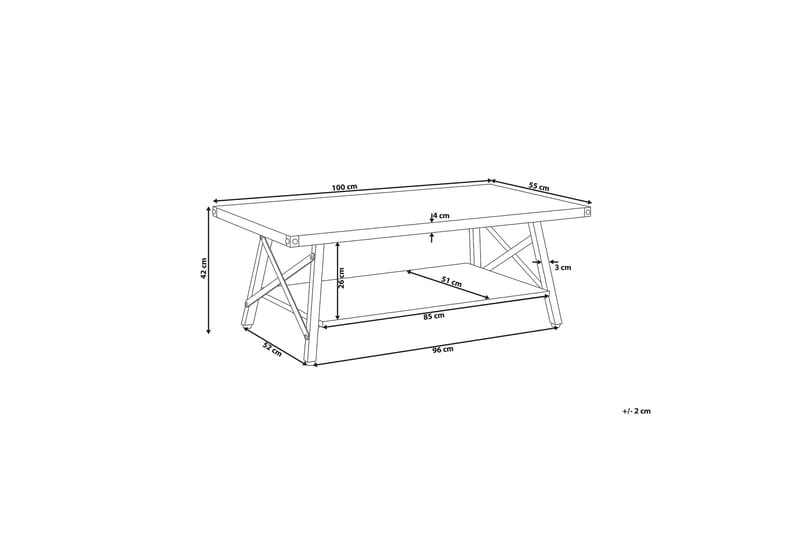 Sofabord Hollinswood 100 cm med Oppbevaringshylle - Tre/Natur - Sofabord & salongbord